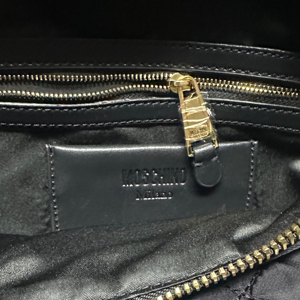 Moschino Black Quilted Nylon Belt Bag with Gold Lettering. Travel in Style - Picture 14 of 17